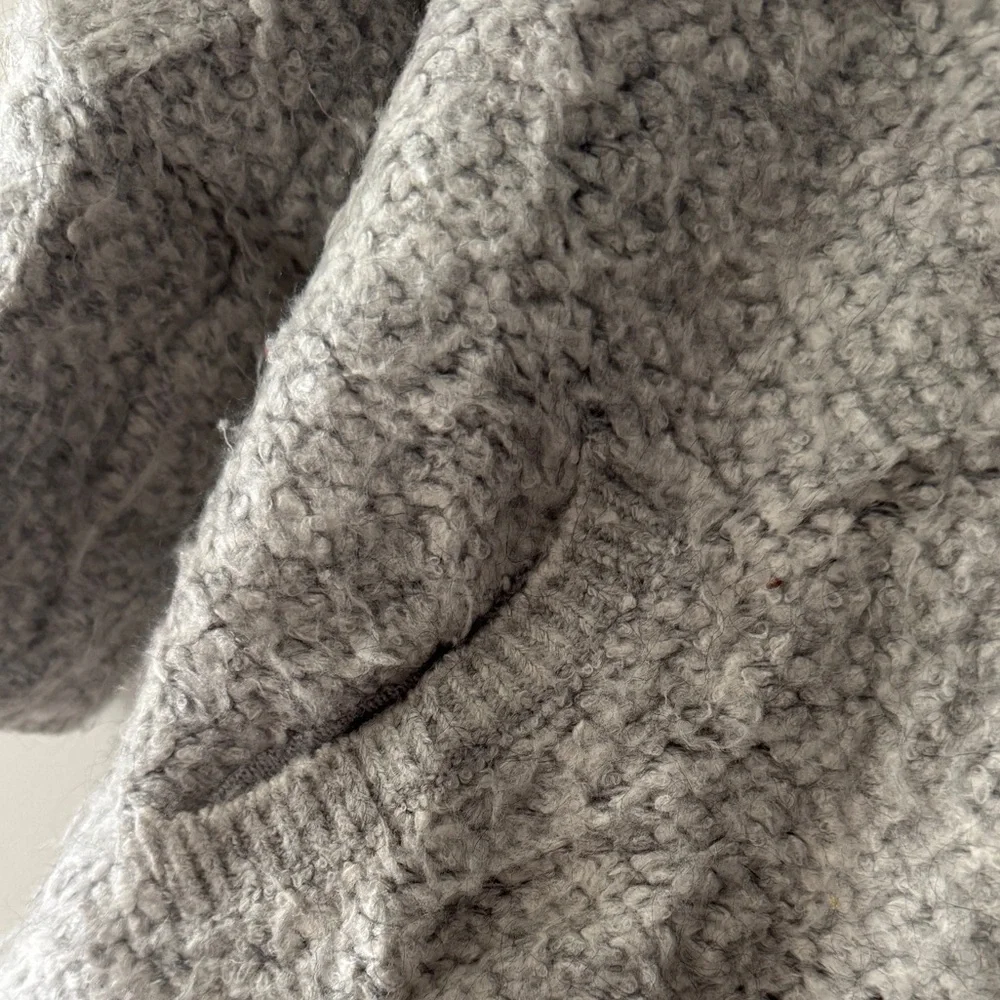 Zara Gray Knit Winter Collection Sherpa Hooded Zip‎ Up Jacket Girls Alpaca Blend